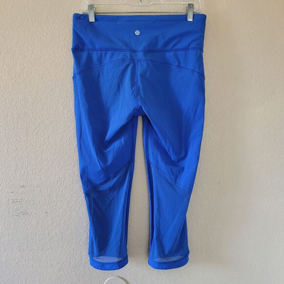 Lululemon Hit It 21" Crop Size 10 Cerulean Blue High Rise Full On Luxtreme Mesh - Picture 1 of 8